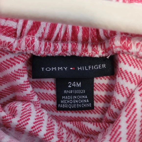 🧸2/20$ Tommy Red Striped Toddler Dress Top Size 24M Ruffle Sleeves Girl Bow - Picture 5 of 5